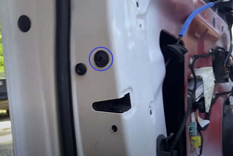 open Audi door from inside and check the side
