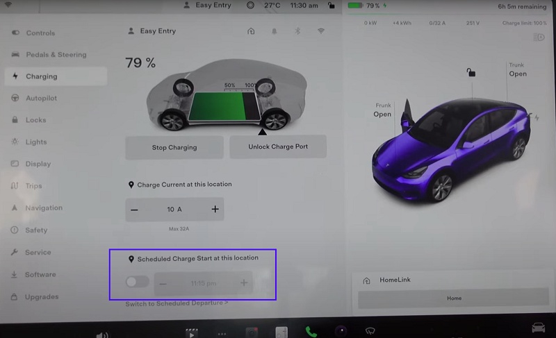 turn off scheduled charging on Tesla