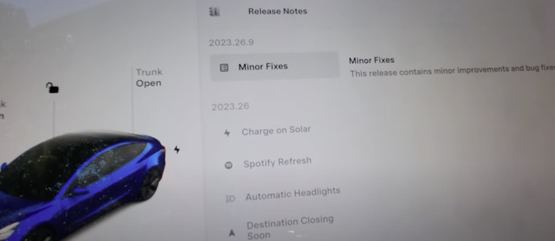 Tesla software update version